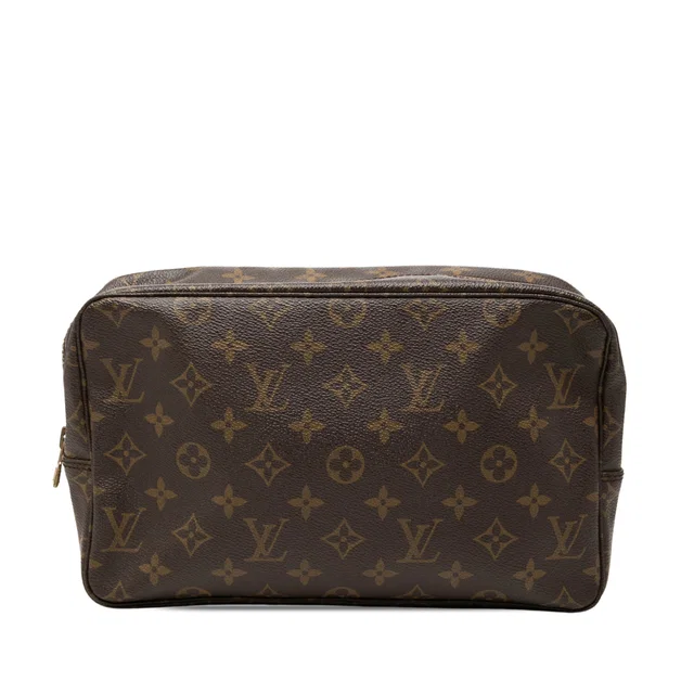 Brown Louis Vuitton Monogram Trousse Toilette 28 Clutch Bag in Brown Coated canvas from Designer Revival