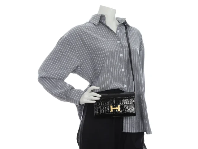 Hermès Black Shiny Alligator Constance To Go in Black Crocodile from Ann's Fabulous Finds, photo 10 of 10