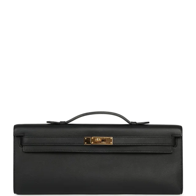 Hermès Kelly Cut Black Swift Gold Hardware in Black Swift leather from Madison Avenue Couture
