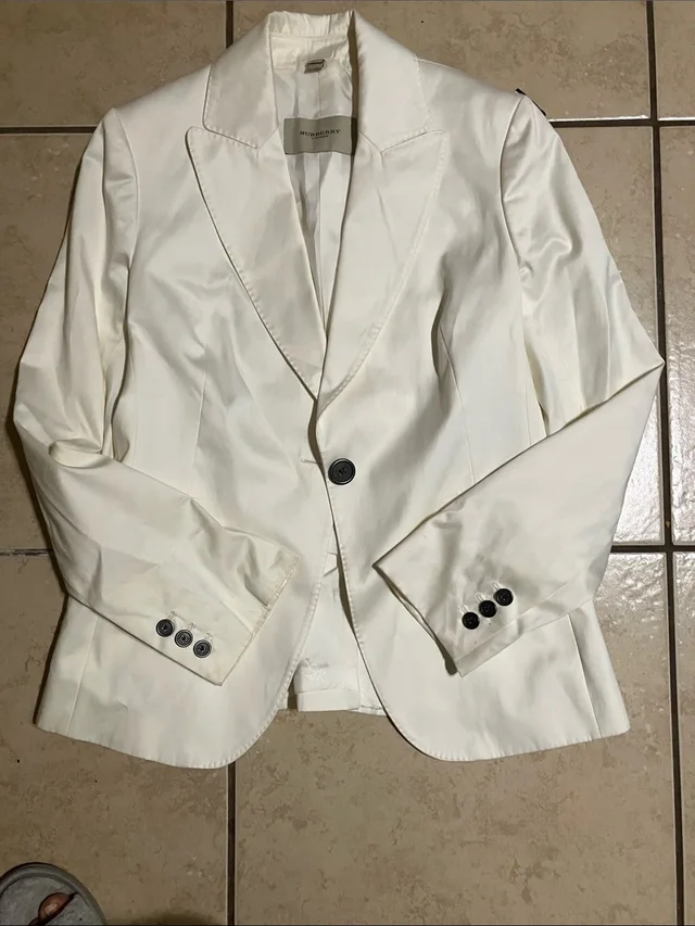 Burberry Cream Single-Button Women's Blazer in White from Poshmark