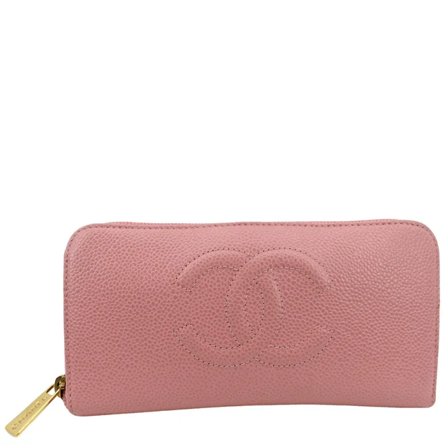 Chanel CC Timeless Caviar Zip Around Wallet Pink in Pink Caviar leather from Dallas Designer Handbags