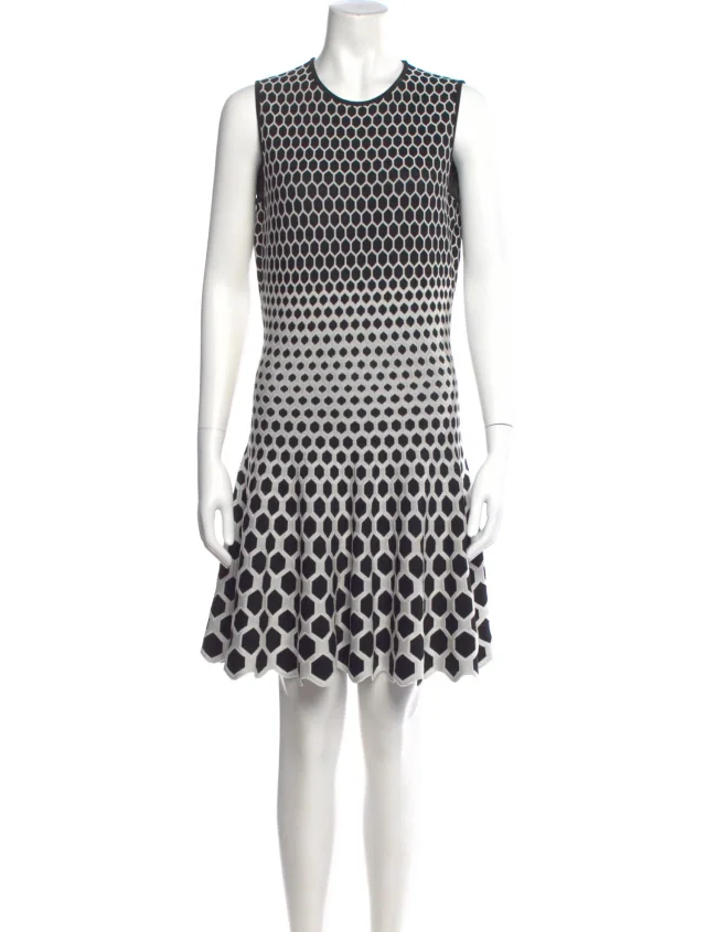 Alexander McQueen Polka Dot Print Mini Dress in black from The RealReal
