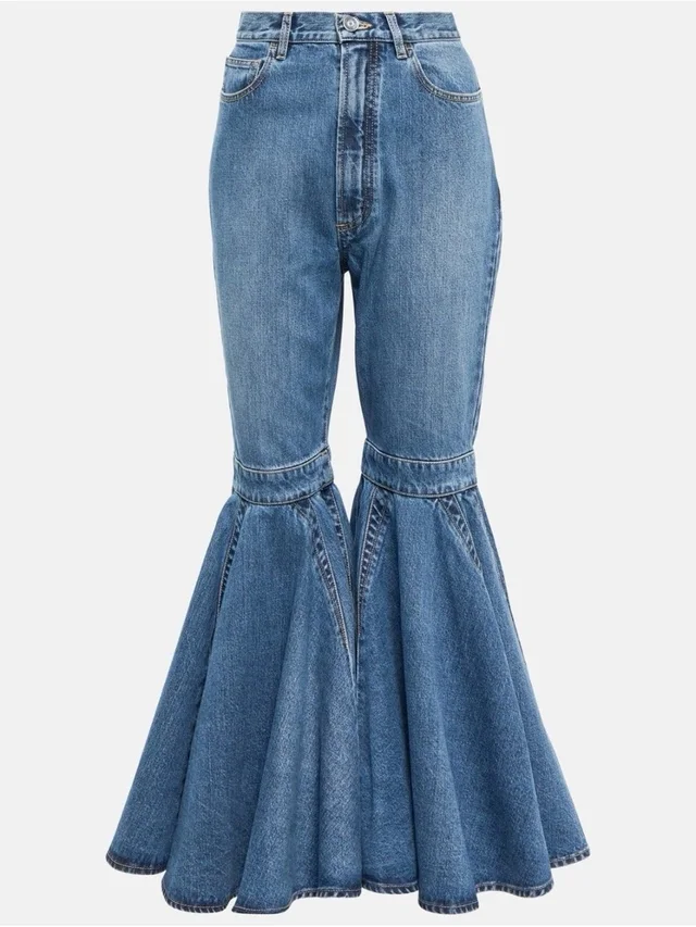 Alaïa Alaa Blue Denim Flare Jeans With Tiered Mermaid Skirt in blue Denim from Poshmark