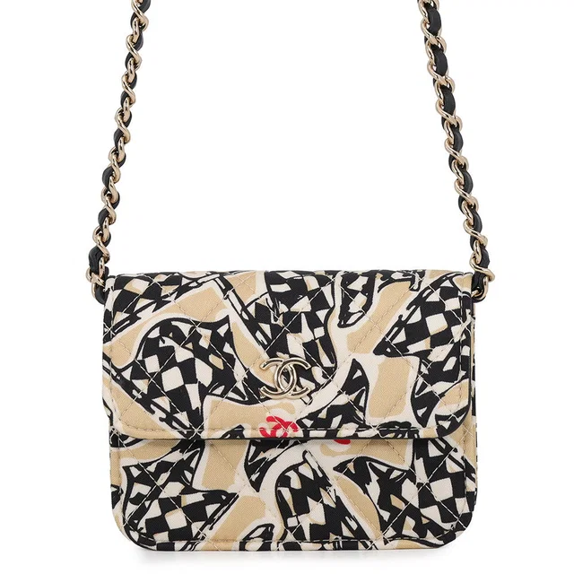 Chanel Year-End Gift: Chain Shoulder Bag Beige/Multicolor Canvas in Beige Canvas from GALLERY RARE