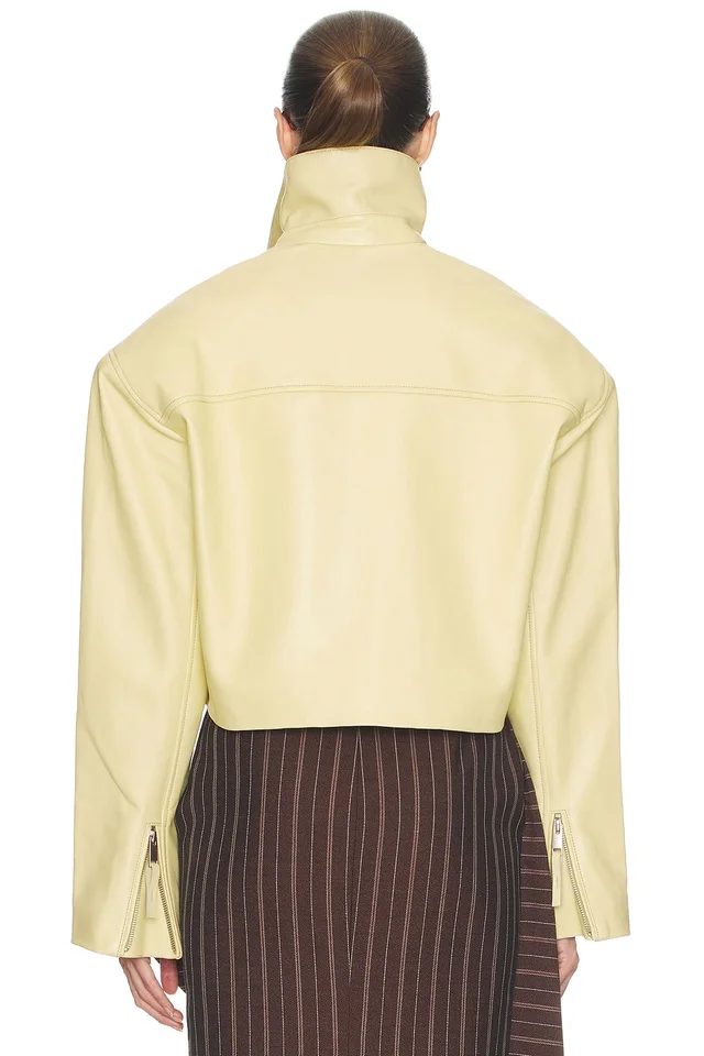 Helsa The 90s Leather Jacket in Banana Yellow, photo 4 of 5 from REVOLVE (Canada)