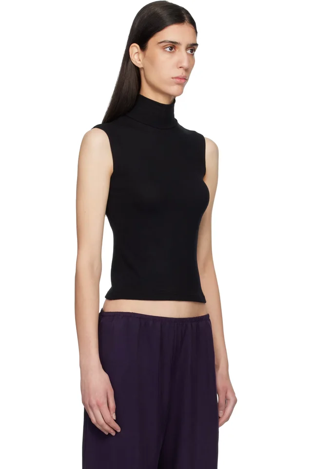 LESET Black Lauren Sleeveless Turtleneck, photo 2 of 4 from SSENSE