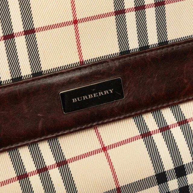 Beige Burberry House Check Canvas Flap Crossbody in Beige Canvas from Designer Revival, photo 5 of 6