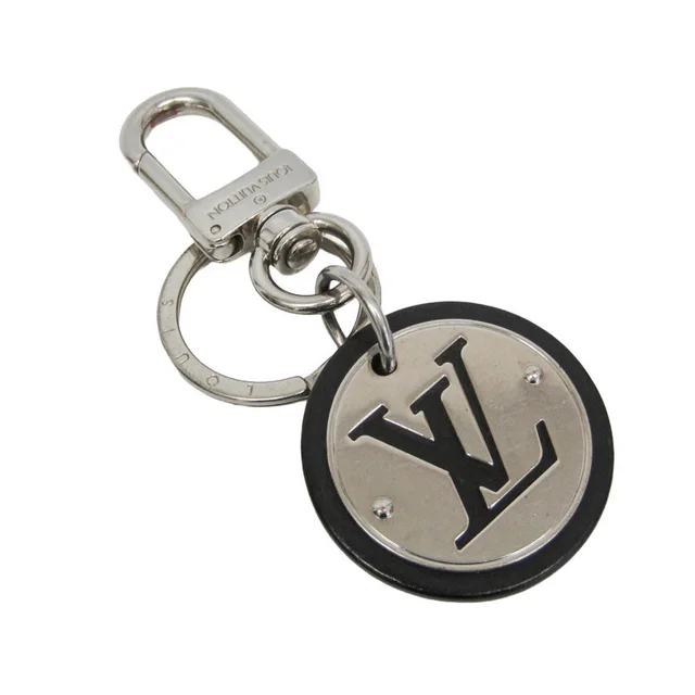 Keychain LV Circle M67362 Keyring (Silver,Black) in Black/Silver Metal from Elady