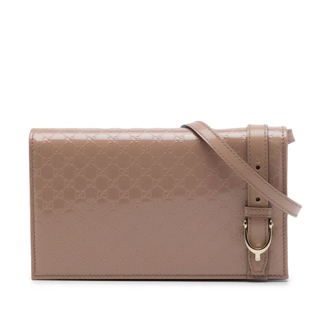 Beige Gucci Patent Microguccissima Stirrup Crossbody in Beige Patent leather from Designer Revival