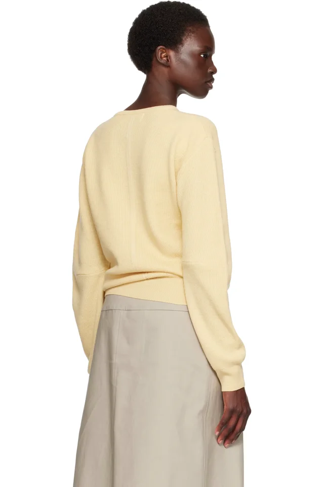 TONYWACK Yellow Superfine Wool Commando V-Neck Sweater, photo 3 of 4 from SSENSE