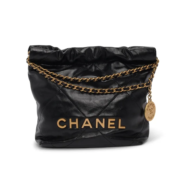 Chanel Shiny Calfskin 22 Mini Bag in Black Calfskin from Blue Spinach