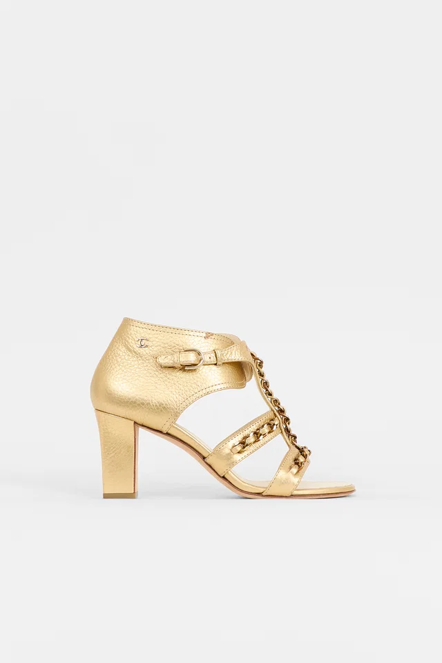 Chanel Leather CC Chain Cage Sandal in Leather from VSP Consignment