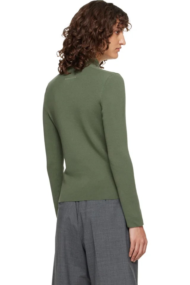 MM6 Maison Margiela Khaki Cotton Sweater, photo 3 of 4 from SSENSE