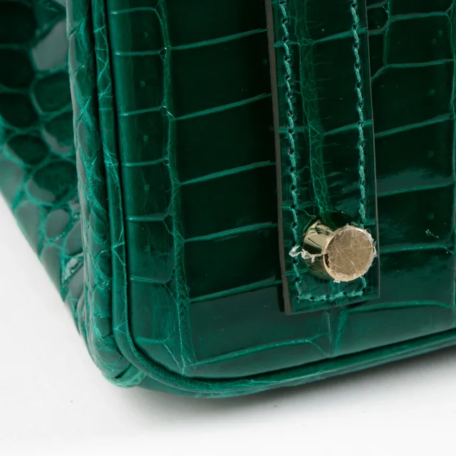 Hermès HSS Birkin 30 Vert Emeraude/Black Shiny Crocodile Niloticus GHW in Black Crocodile from Labellov, photo 7 of 13