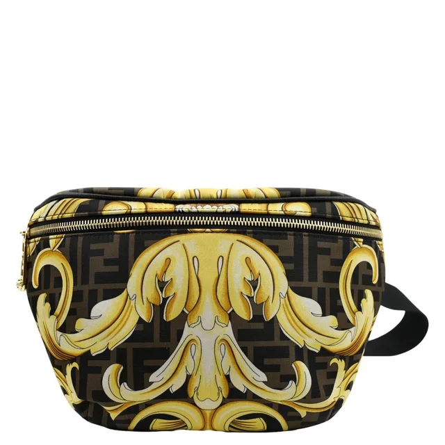 Fendi X Versace FF Baroque Nylon Belt Bag Gold in Gold Nylon from Dallas Designer Handbags