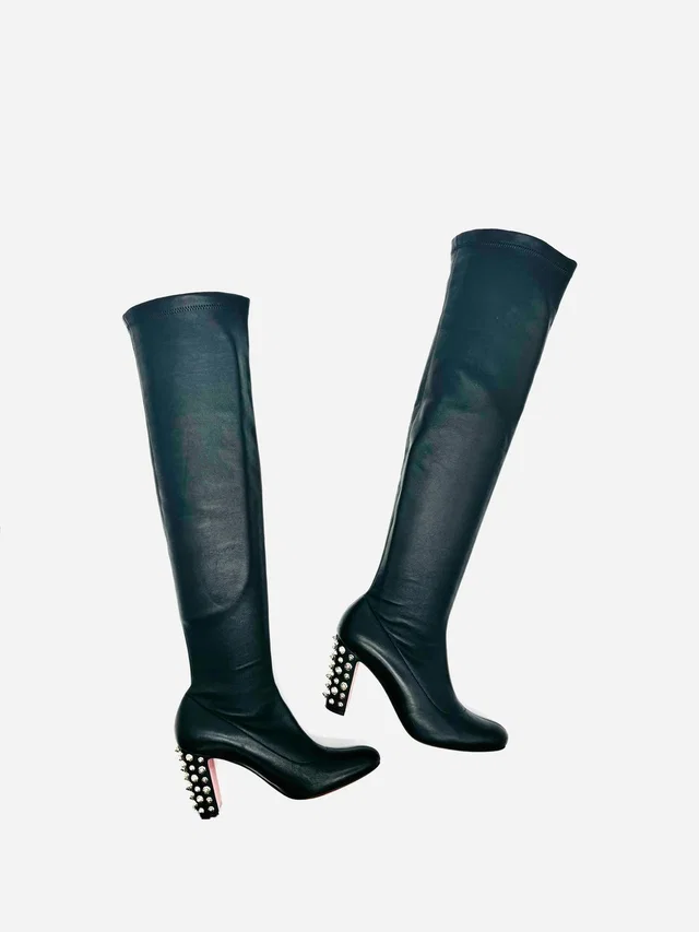 Christian Louboutin Study Stretch 85 Black Leather Spike Knee Boots Eu 36.5 in black Leather from Poshmark