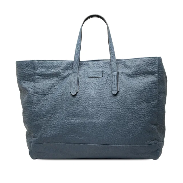 Blue Gucci Large Grained Leather Tote in Blue Caviar leather from Designer Revival