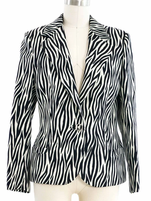 1996 Gianni Versace Couture Zebra Print jacket in Wool from Arcade Vintage