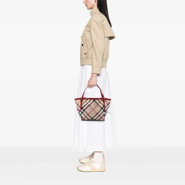 Beige Burberry Supernova Check Coated Canvas Whipstitch Tote in Beige Coated canvas from Designer Revival, photo 6 of 6