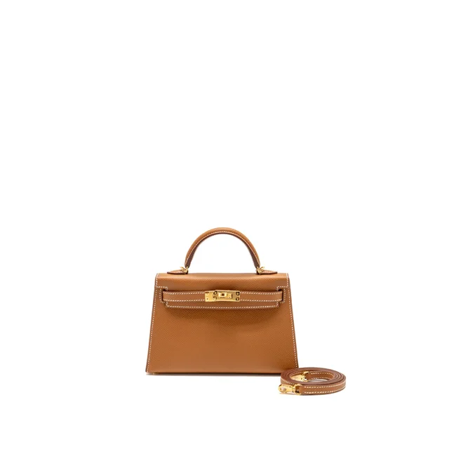 Hermès Mini Kelly II Epsom Gold GHW Stamp G in Gold Epsom leather from EMIER