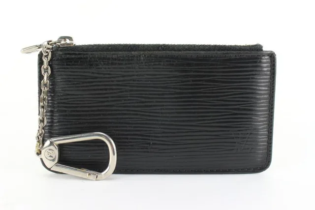 Louis Vuitton Black x Silver Epi Leather Key Pouch Pochette Cles in Black Leather from Bagriculture