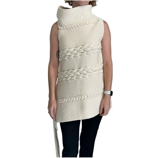 The Row Ivory Chunky Knit Tunic Sweater Size Xs/S Sleeveless Asymmetrical in white from Poshmark