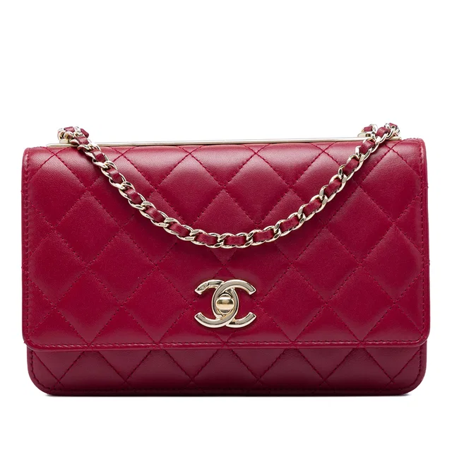 Red Chanel Quilted Lambskin Trendy CC Wallet On Chain Crossbody Bag in Red Lambskin from Designer Revival