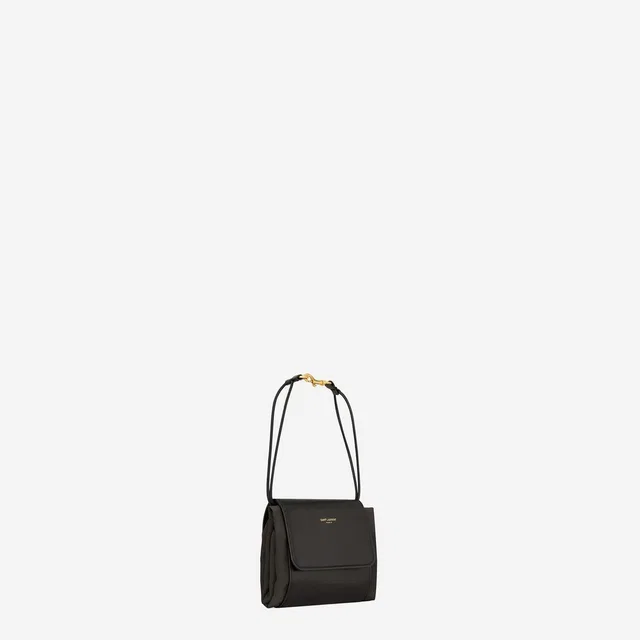 Saint Laurent Foldable Leather And Silk Satin Clutch — Brown in Brown Satin from HEWI