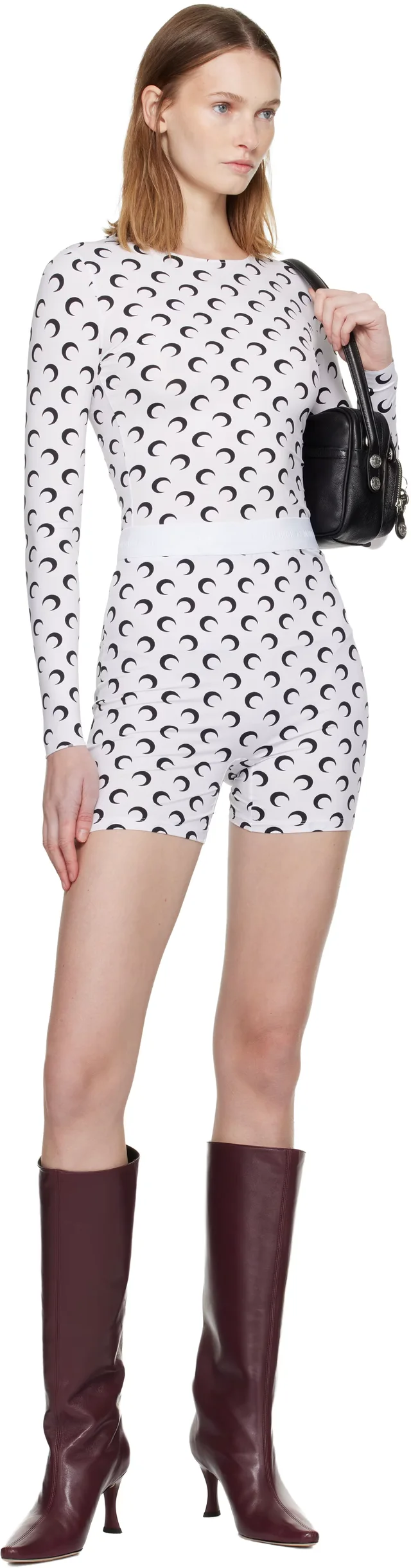 Marine Serre White Recycled Moon Jersey Mini Sport Shorts, photo 8 of 8 from SSENSE