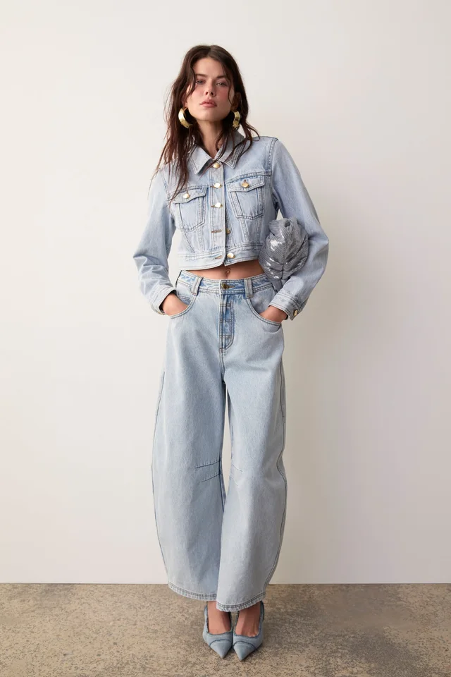 AJE Kai Denim Cropped Jacket in Blue from Aje, photo 1 of 1