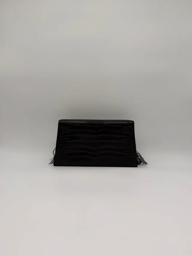 Hermès Kelly Elan Foile Black Matte Porosus Palladium Hardware in Black from Luxury Promise, photo 3 of 11