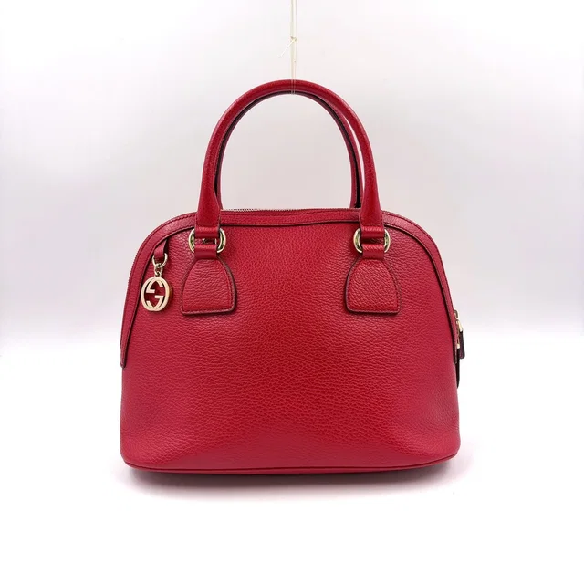 Gucci Interlocking G 2-Way Shoulder Leather Red Handbag Gold in Red Leather from The Reluxe