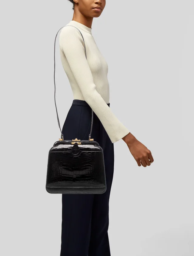Judith Leiber Alligator Top Handle Bag in black Crocodile from The RealReal, photo 2 of 6