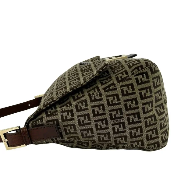 Fendi Zuccchino Canvas Leather Shoulder Bag in Brown Canvas from LuxUness, photo 5 of 10