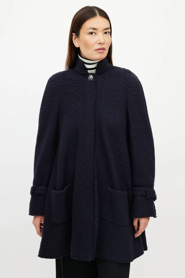Chanel FW 2008 Cashmere Woven Coat in Woven leather from VSP Consignment