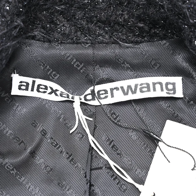 Alexander Wang Single-Breasted Tweed Blazer in Black Cotton in black, photo 5 of 5 from ShopSimon