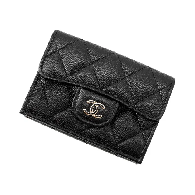 Chanel Tri-fold Wallet Matelasse CC Logo Classic Small Flap Wallet Caviar Leather BlackAP0230 Caviar… in Caviar leather from GALLERY RARE