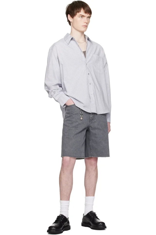COOR Gray Washed Cutoff Denim Shorts, photo 5 of 5 from SSENSE