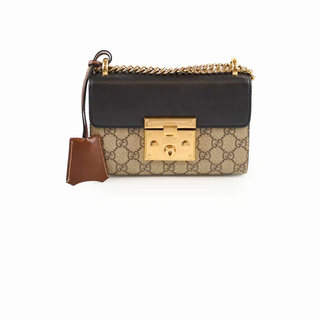 Gucci GG Supreme Padlock Small Shoulder Bag in Leather from The Purse Affair