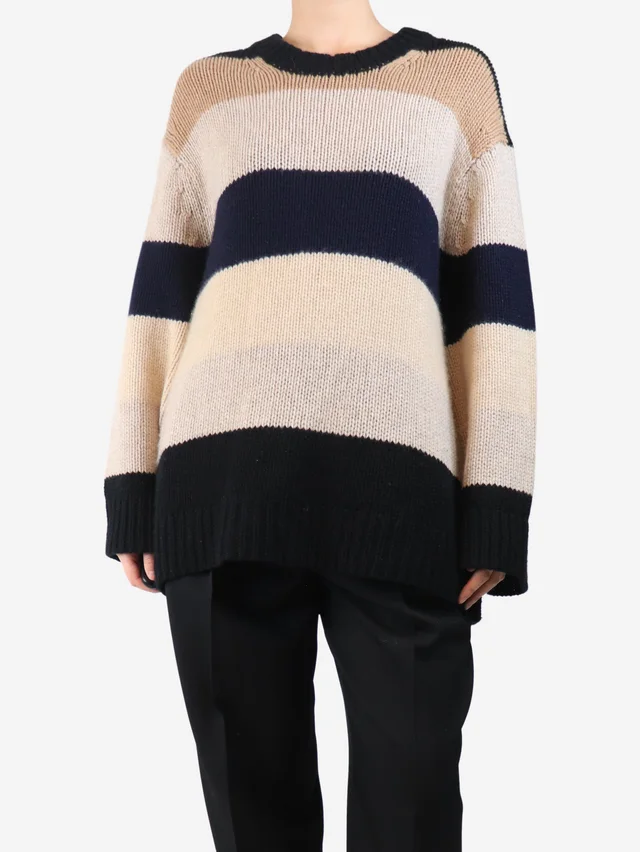 Khaite Neutral and black cashmere oversized jumper - size XS in Black Cashmere from Sign of the Times