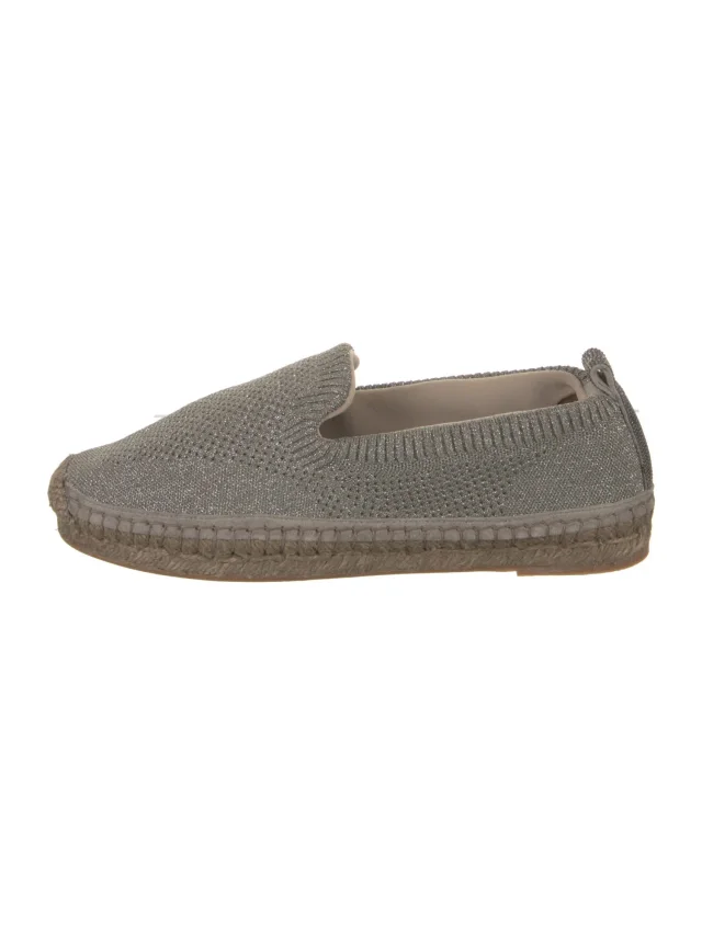 Brunello Cucinelli Glitter Beaded Accents Espadrilles in gray from The RealReal