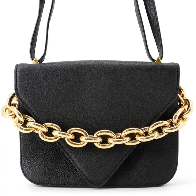 Bottega Veneta Shoulder Bag Mount Envelope Leather Black in Black Leather from The Reluxe