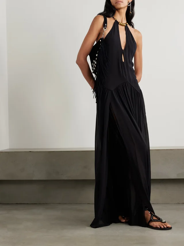 ISABEL MARANT Alviali embellished cutout silk-georgette maxi dress in Black, photo 2 of 2 from NET-A-PORTER (Canada)