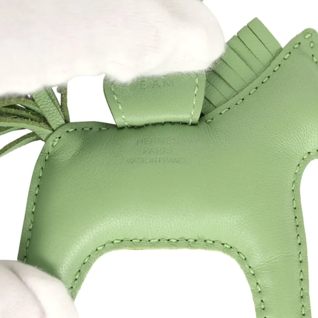 Hermès Rodeo Bag Charm PM Vert Criquet Milo Lambskin in Green Lambskin from Madison Avenue Couture, photo 3 of 3