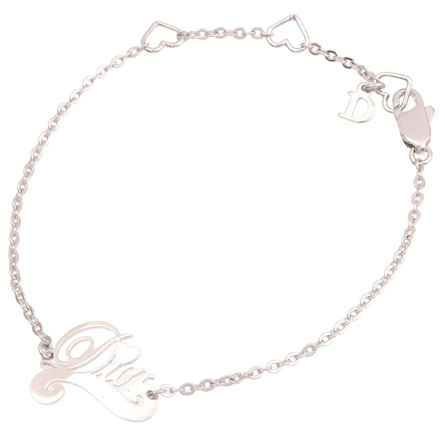 Dior Logo Motif Bracelet Silver in Silver from VINTAGE QOO TOKYO