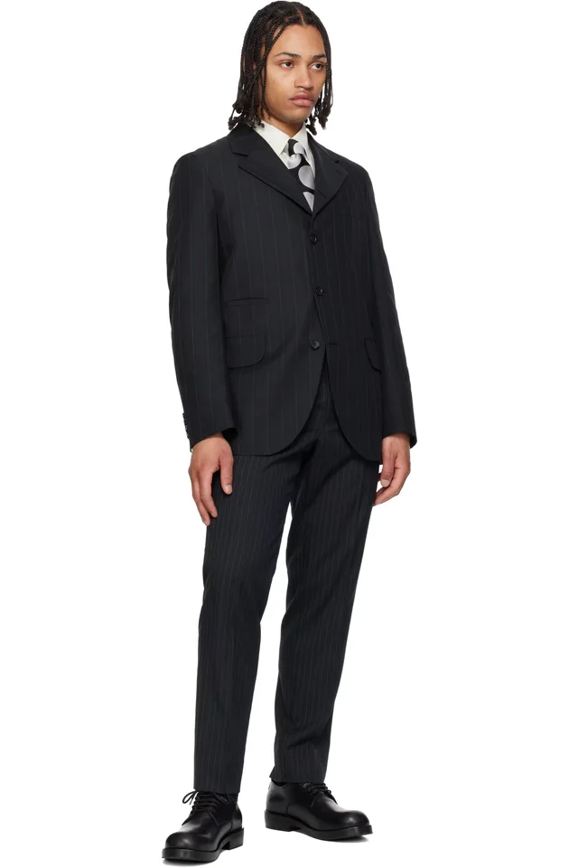 Comme des Garçons Homme Deux Black & White Silk Polka Dots Tie, photo 3 of 3 from SSENSE