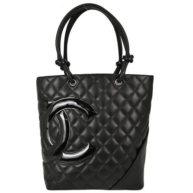 Chanel 2005-2006 Black Calfskin Cambon Ligne Tote Handbag in Black Calfskin from AMORE Vintage Tokyo
