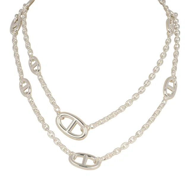Hermès Farandole Rope Necklace 80cm Sterling Silver Hardware from Madison Avenue Couture