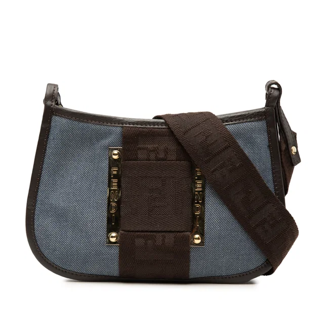 Blue Fendi Denim Pochette Crossbody in Blue Denim from Designer Revival