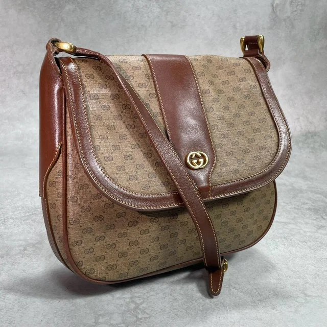 Gucci GG Shoulder Bag Brown Beige Logo Leather in Brown Leather from The Reluxe
